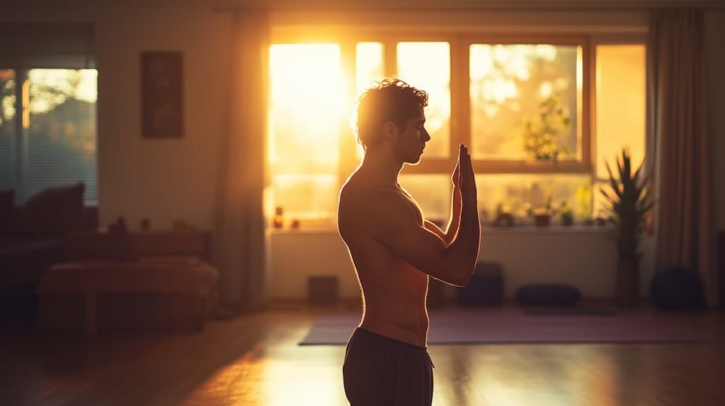 Homme pratiquant le yoga