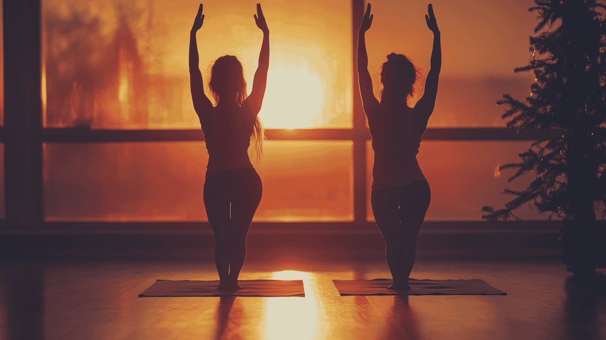 2 personnes faisant du yoga
